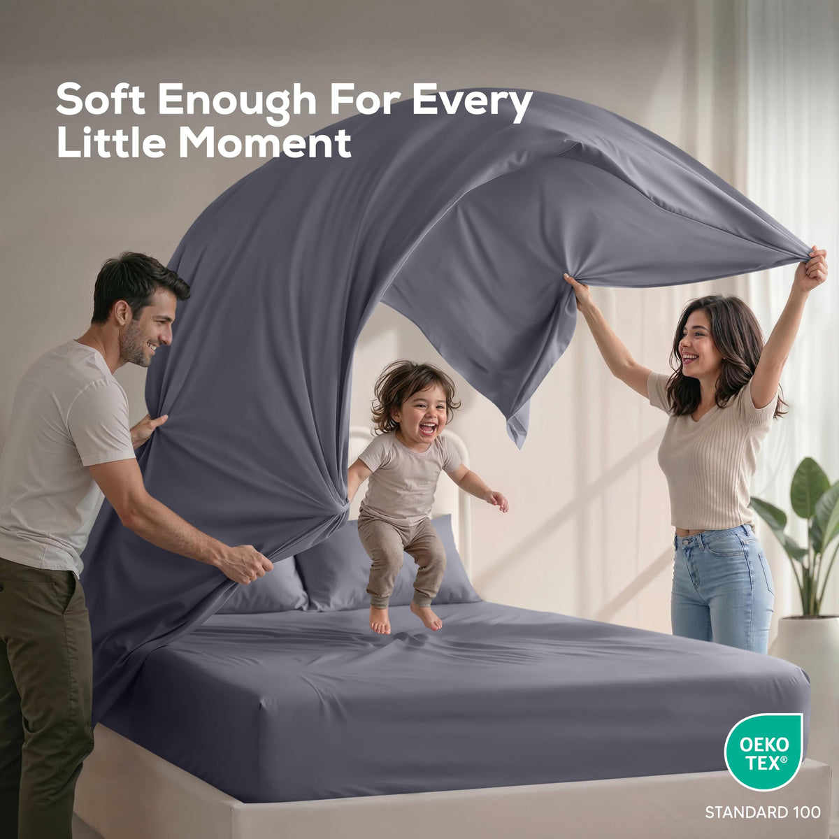 Utopia Bedding King Bed Sheets - 4 Piece King Size Cooling Sheet Set - Hotel Luxury Soft Breathable Microfiber, Oeko-TEX, Deep Pocket Easy Fit & Care, Fade & Wrinkle Resistant, Grey 🍁 All In One Marketplace Canada