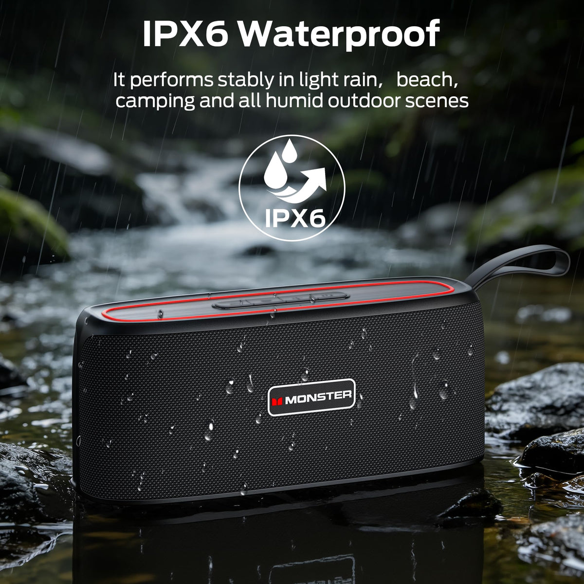 Monster Portable Bluetooth Speaker, 30W Loud Sound Wireless Speaker, IPX6 Waterproof Speaker, 17 Hours Playback, Bluetooth 5.4 TWS Pairing Portable Speakers for Home, Outdoors 🍁 All In One Marketplace Canada