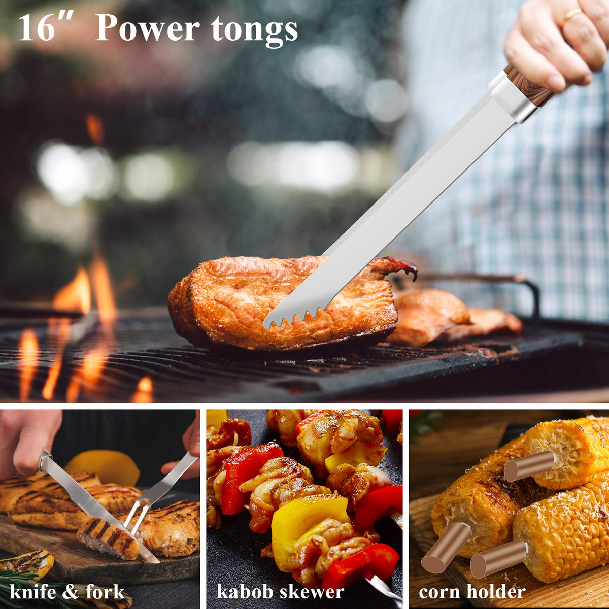 ROMANTICIST 25pcs Extra Thick BBQ Grill Accessories, Father's Day Grilling Gifts Set for Men Dad, Heavy Duty Grill Tools Utensils Kit with Spatula, Tongs in Aluminum Case for Birthday Brown 🍁 All In One Marketplace Canada