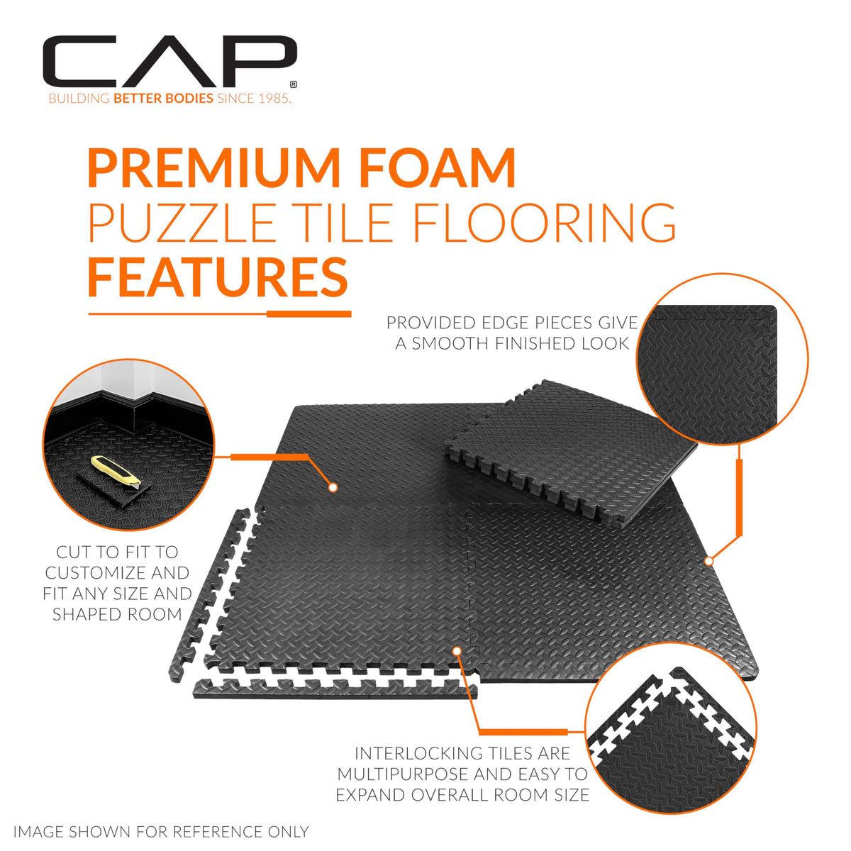 CAP Barbell 1/2-Inch Interlocking EVA Foam Exercise Puzzle Mats - 1 Pack | 24" x 24" x 1/2" | Diamond Pattern 🍁 All In One Marketplace Canada