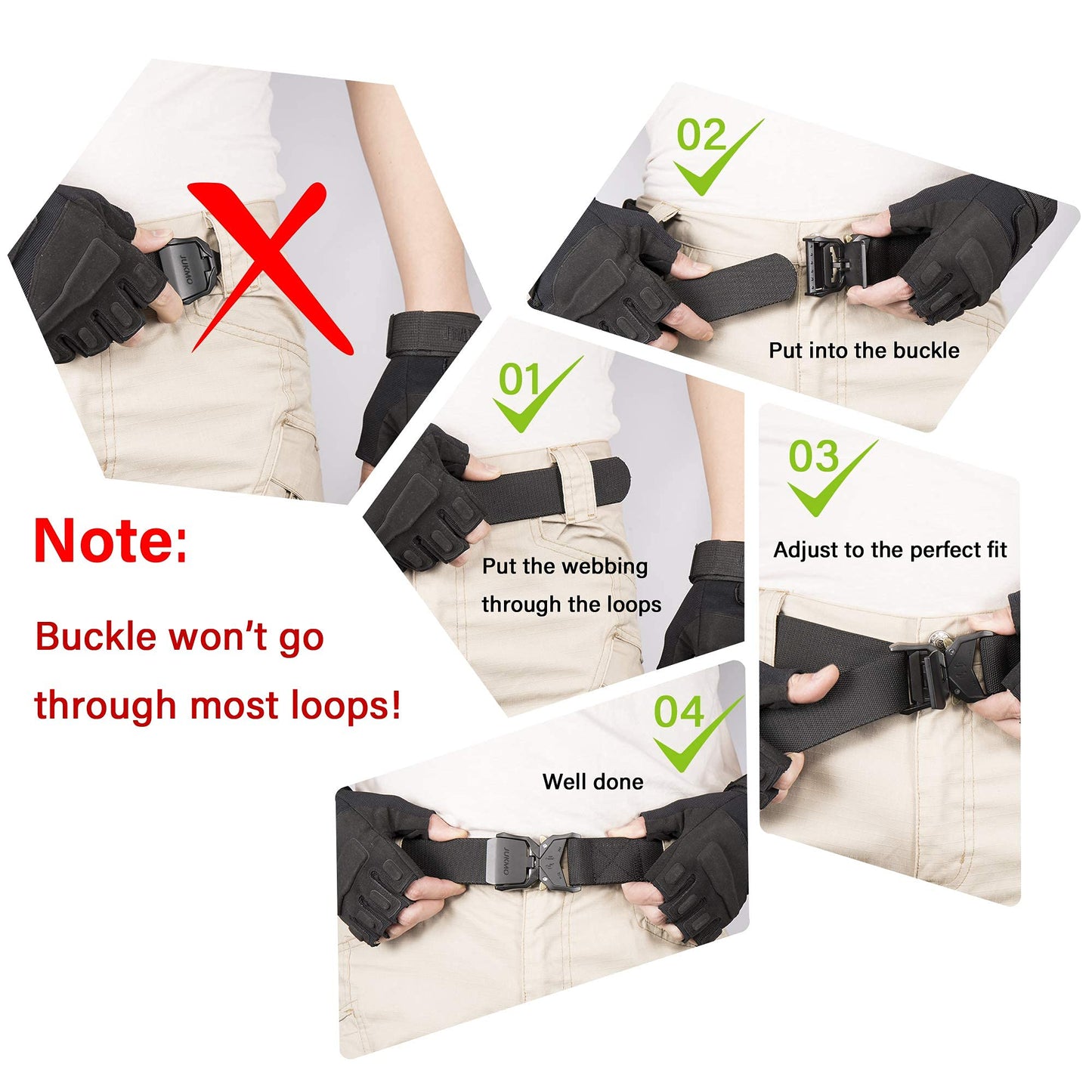 JUKMO Tactical Belt, Military Hiking Rigger 1.5 inches Nylon Web Work Belt with Heavy Duty Quick Release Buckle (Black, Small) 🍁 All In One Marketplace Canada