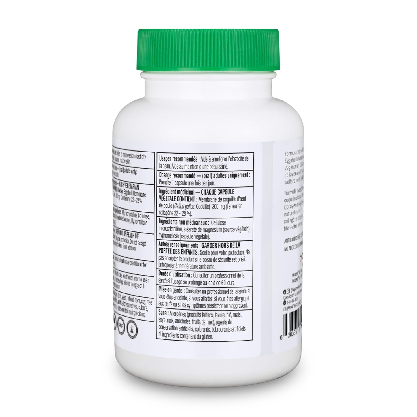 Organika Canadian-Made Vegetarian Collagen - Sourced From Natural Eggshell Membrane | For Healthier Skin, Hair, Nails and Joints - 60vcaps 🍁 All In One Marketplace Canada
