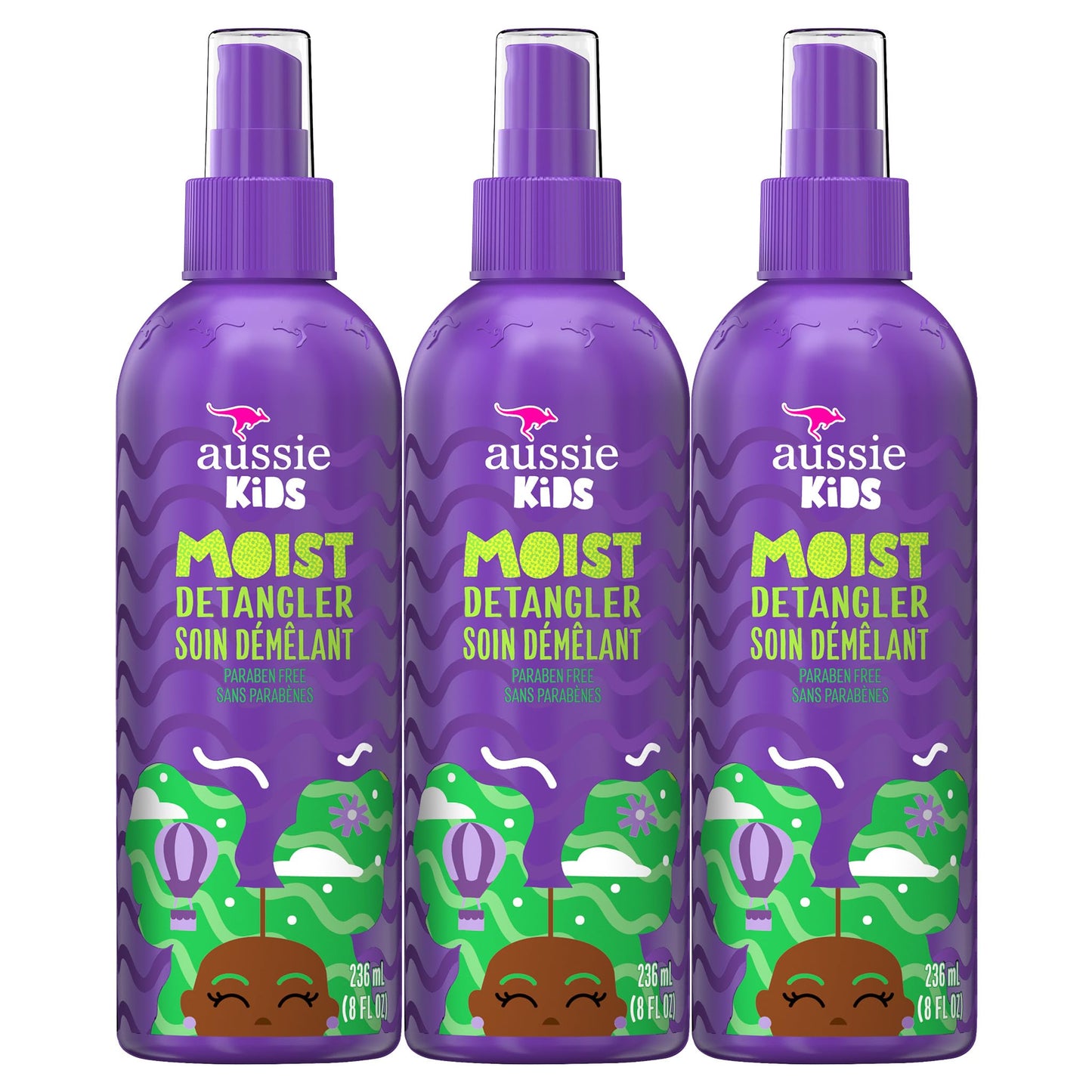 Aussie Kids Moist Sulfate Free Detangler for Kids, Paraben Free, 708 mL Total (3 Count of 236 mL Each) 🍁 All In One Marketplace Canada