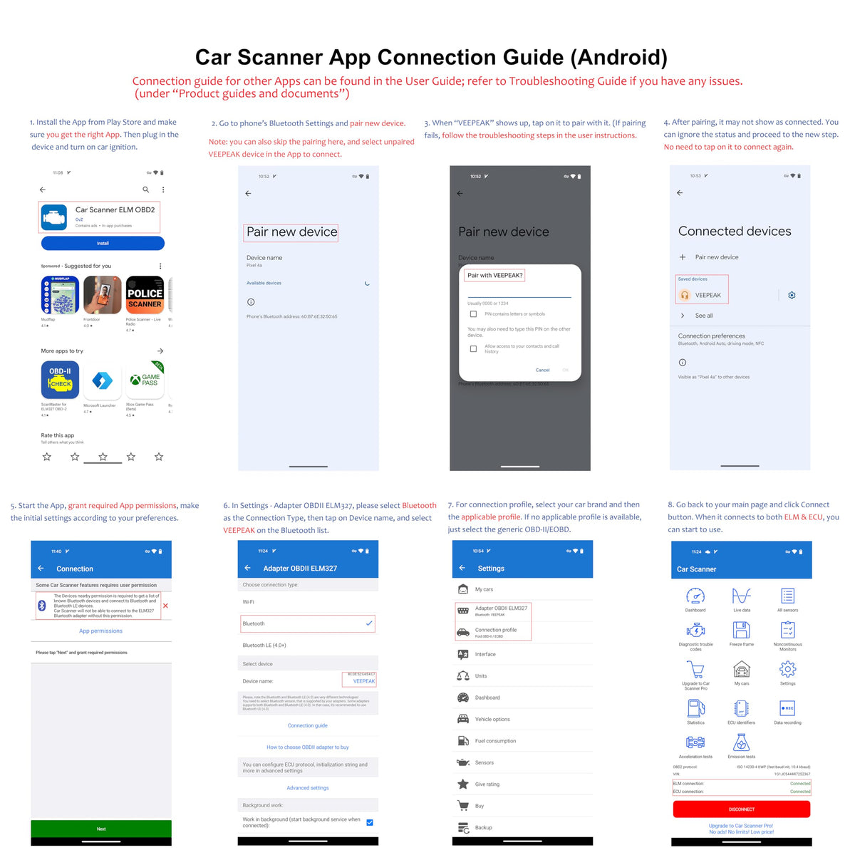 Veepeak OBDCheck BLE+ Bluetooth OBD II Scanner Car Check Engine Light Code Reader Auto Diagnostic Scan Tool for iOS & Android 🍁 All In One Marketplace Canada
