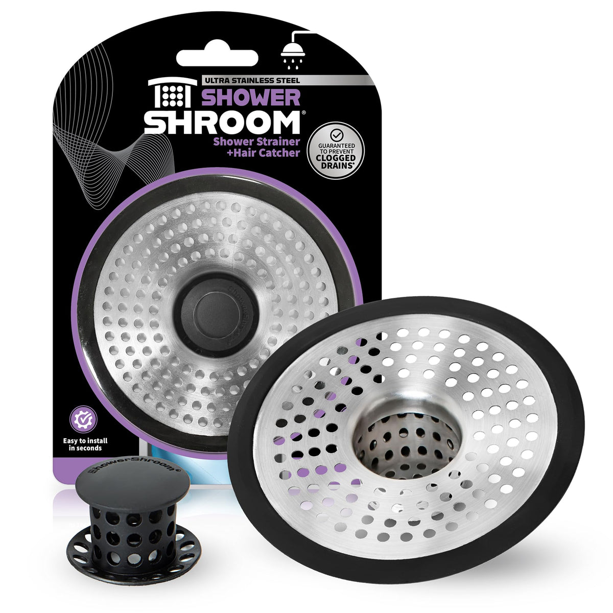 ShowerShroom SHSULT755 Ultra Revolutionary Shower Hair Catcher Drain Protector, Stainless 🍁 All In One Marketplace Canada