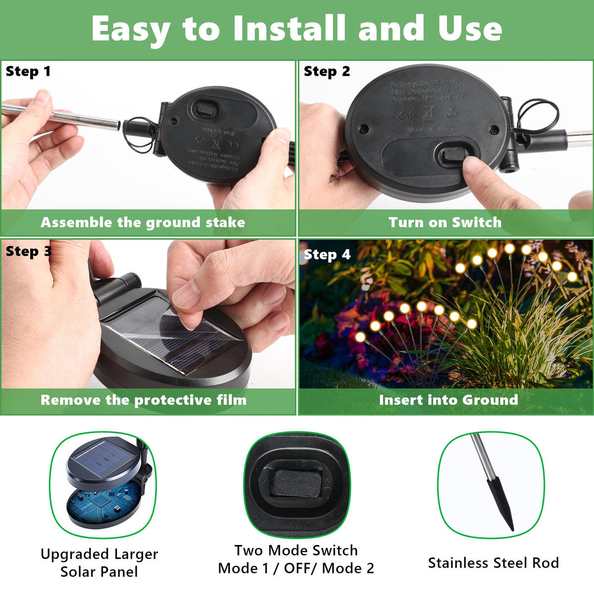 iBaycon 8 Pack Solar Firefly Lights Garden Pathway Outdoor Decor Warm White 🍁 All In One Marketplace Canada