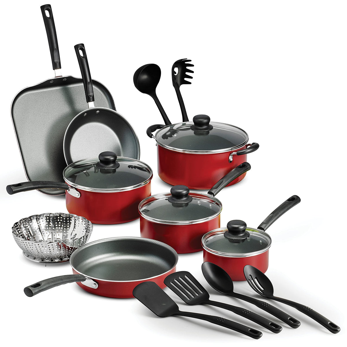 Tramontina PrimaWare 18 Pc Aluminum Nonstick Cookware Set, Red 🍁 All In One Marketplace Canada