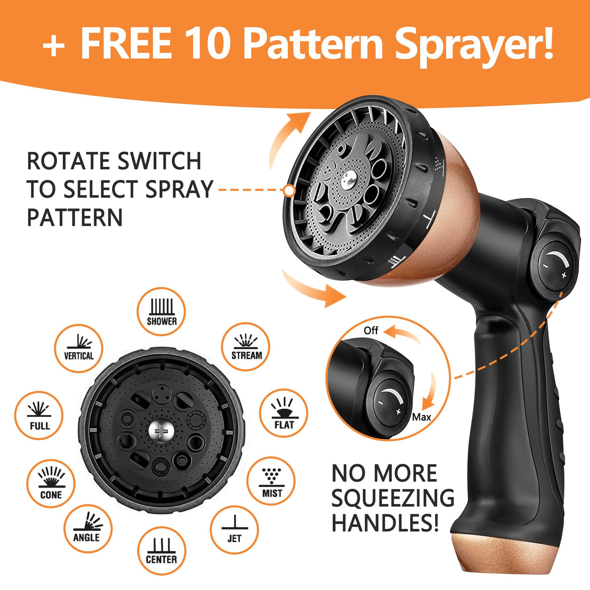 50 Foot Garden Hose – 2026 Upgarded Expandable Garden Hose w/10 Pattern Spray Nozzle, 650psi Brass 3/4” Fittings – Lightweight, Durable, Kink-Free, Retractable Water Hoses for Gardening(Black Gold) 🍁 All In One Marketplace Canada