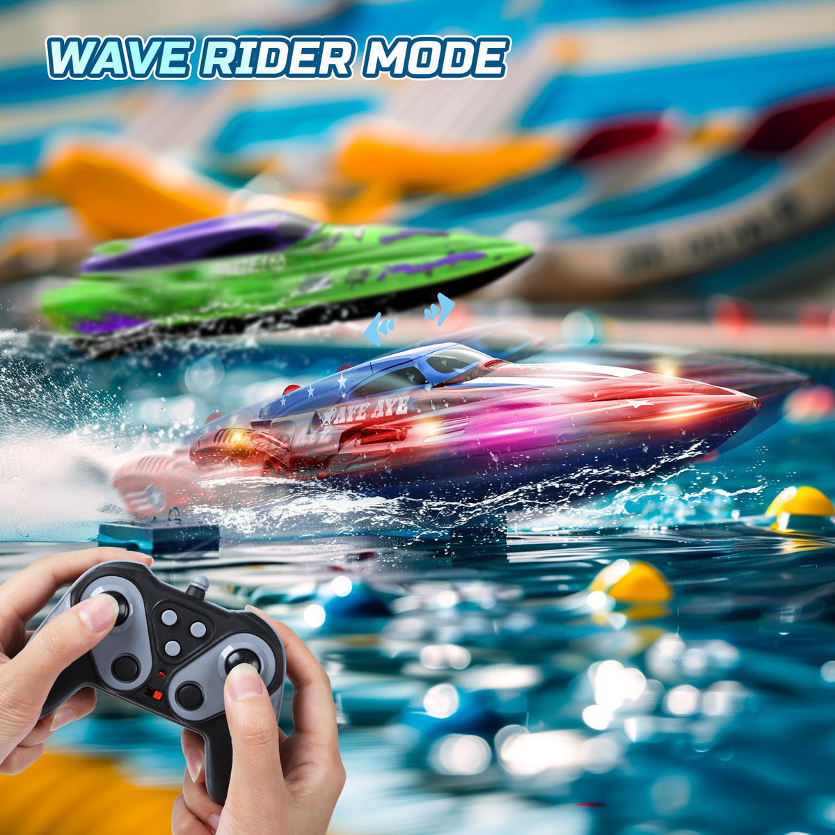 DEERC 2 Pack 13 inch Remote Control Boat for Kids, 4 Batteries, 2.4Ghz RC Racing Boat with LED Lights for Pools and Lakes, Water Summer Toy Gift 🍁 All In One Marketplace Canada