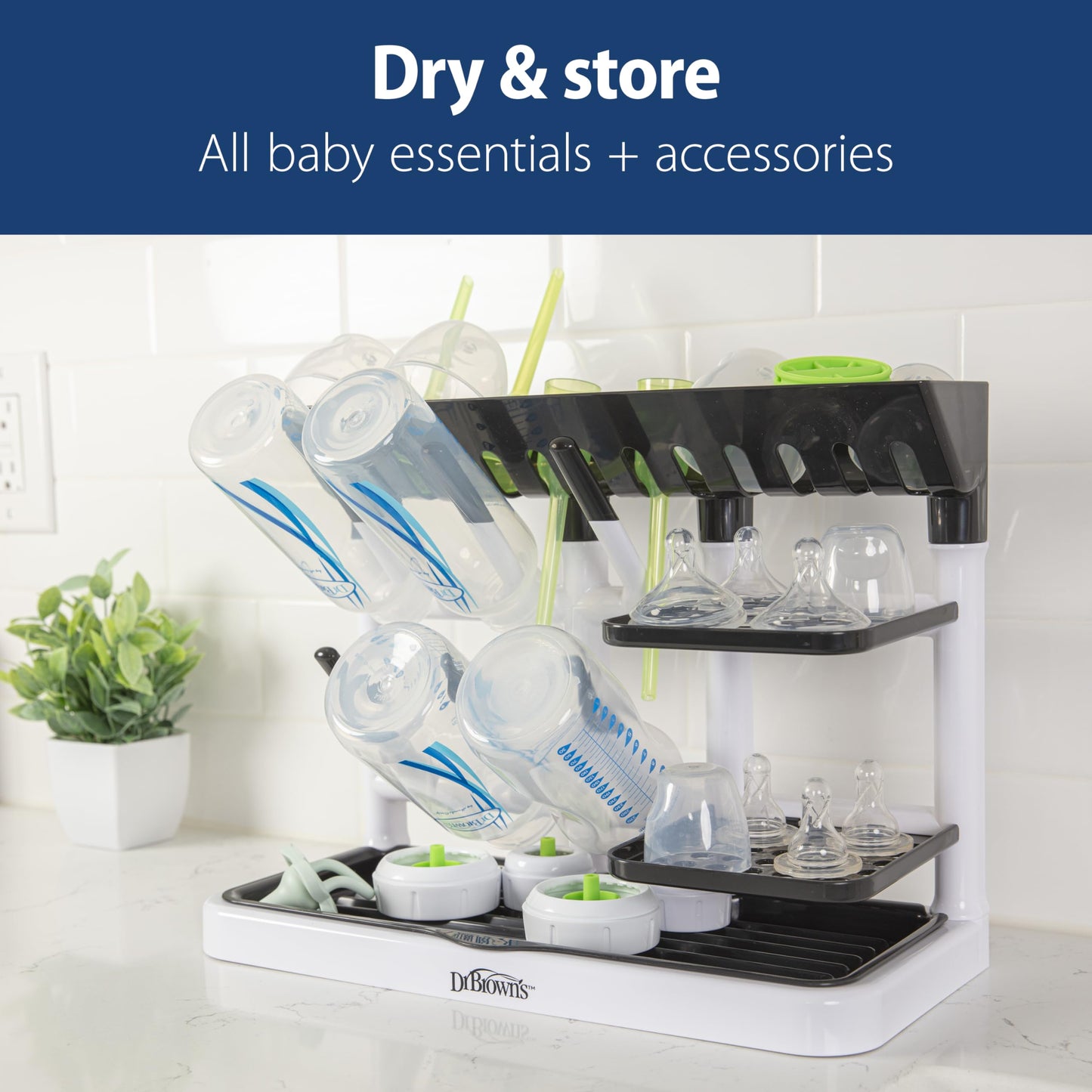 Dr. Brown’s™ Drying Tower, Stand-Up Drying Rack, Countertop Baby Bottle Drying with Organized Storage for Baby Essentials, Space Saving Vertical Rack 🍁 All In One Marketplace Canada
