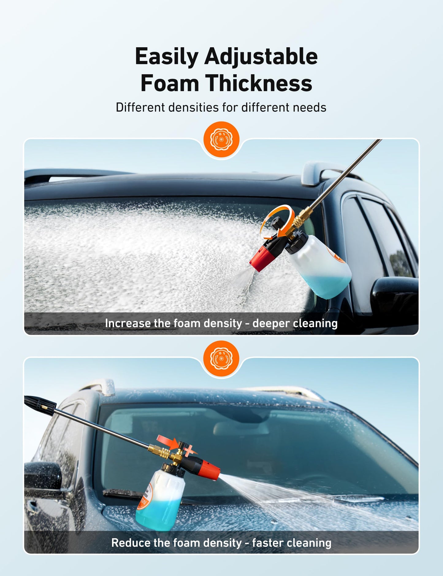 AstroAI Foam Cannon, Heavy Duty Car Foam Blaster Wide Neck Adjustable Snow Foam Lance and Thick Foam for Pressure Washer 1/4" Quick Connector （1L Bottle Without 5 Nozzles） 🍁 All In One Marketplace Canada