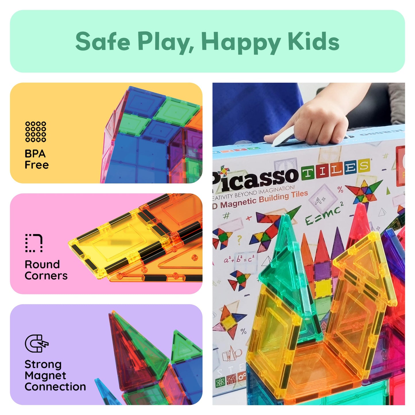 PicassoTiles 100 Piece Set 100pcs Magnet Building Tiles Clear Magnetic 3D Building Blocks Construction Playboards, Creativity beyond Imagination, Inspirational, Recreational, Educational Conventional 🍁 All In One Marketplace Canada