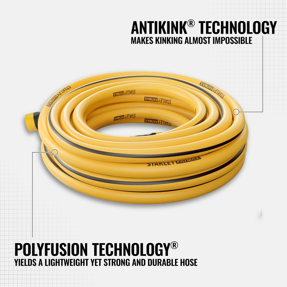 Stanley Fatmax Professional Grade Water Hose, 50' x 5/8", Yellow 500 PSI 🍁 All In One Marketplace Canada