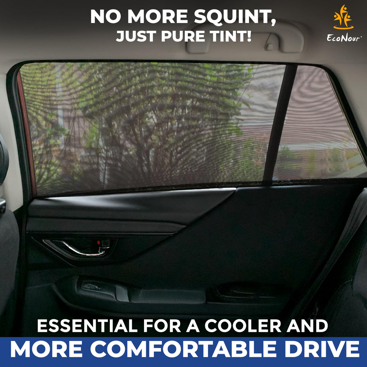 EcoNour Car Window Shade | 100% Protection from Bugs, UV and Car Mosquito Net for Camping | Breathable Mesh Baby Car Window Covers for Privacy Blackout | Pack of 2 (Medium 36"x17") 🍁 All In One Marketplace Canada