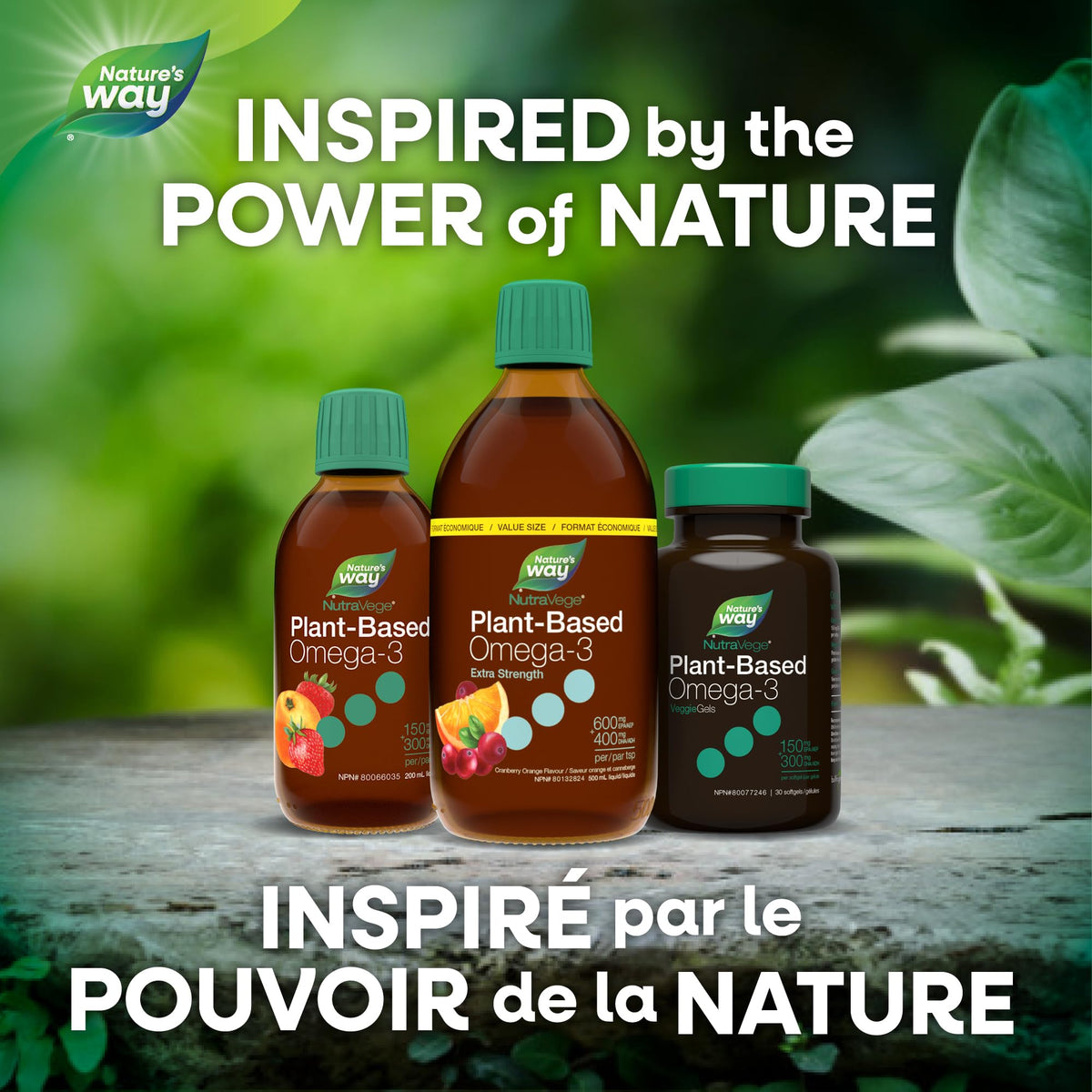 Nature's Way NutraVege Plant-based Omega-3 Supplement, Extra Strength Formula, Vegetarian, EPA + DHA from Algal Oil, Vegan, Cranberry Orange Flavour, 500 mL Liquid, Value Size 🍁 All In One Marketplace Canada