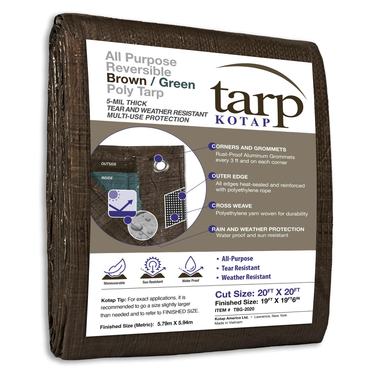 Kotap 20-ft x 20-ft Reversible Brown/Green Poly Tarp, Item: TBG-2020 🍁 All In One Marketplace Canada