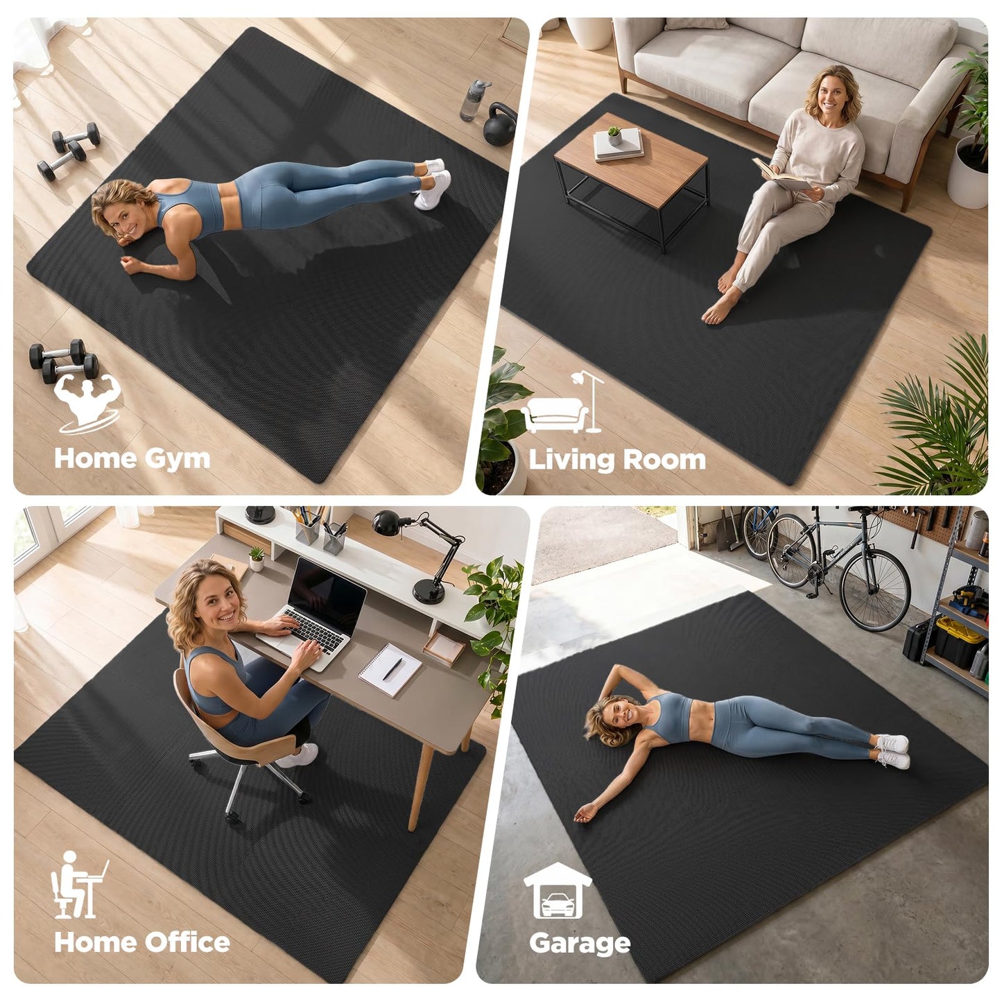 AIRHOP 12x12In Thick 18 Tiles Gym Floor Mat, High-Density EVA Foam Puzzle Gym Mat, Interlocking Foam Floor Tiles for Home Gym Exercise Equipment, Play Workout Garage Kitchen Flooring 🍁 All In One Marketplace Canada