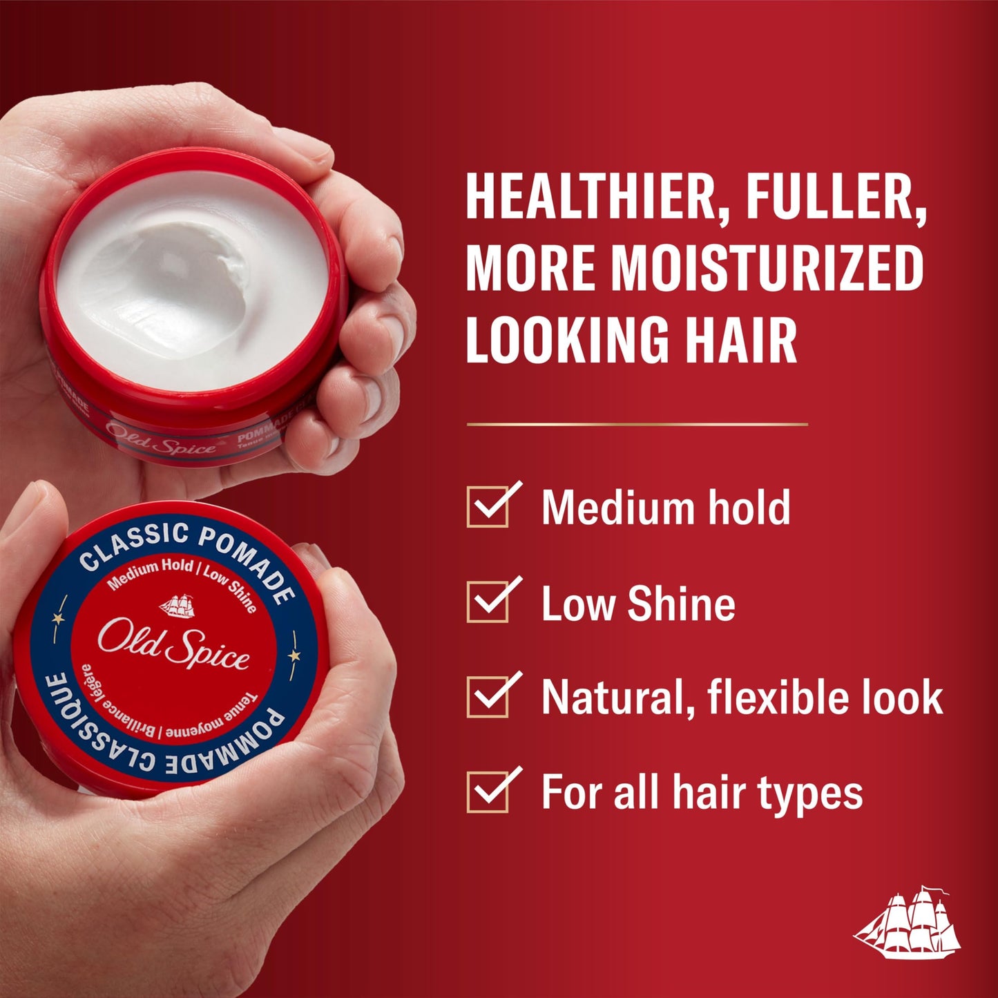 Old Spice Hair Styling Pomade for Men, Medium Hold No Shine, 126 g Total (2 Count of 63 g Each) 🍁 All In One Marketplace Canada