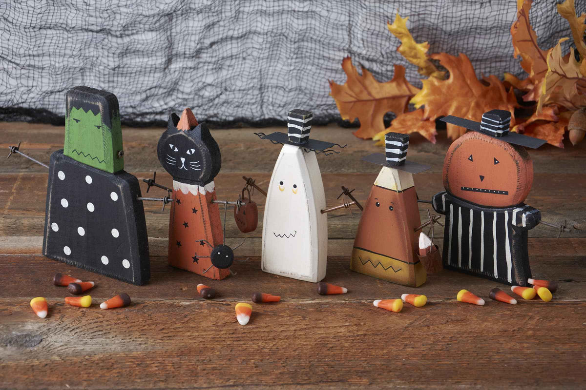 Primitives by Kathy Chunky Sitter, Candy Corn Man, Halloween Figurine Decoration 21157