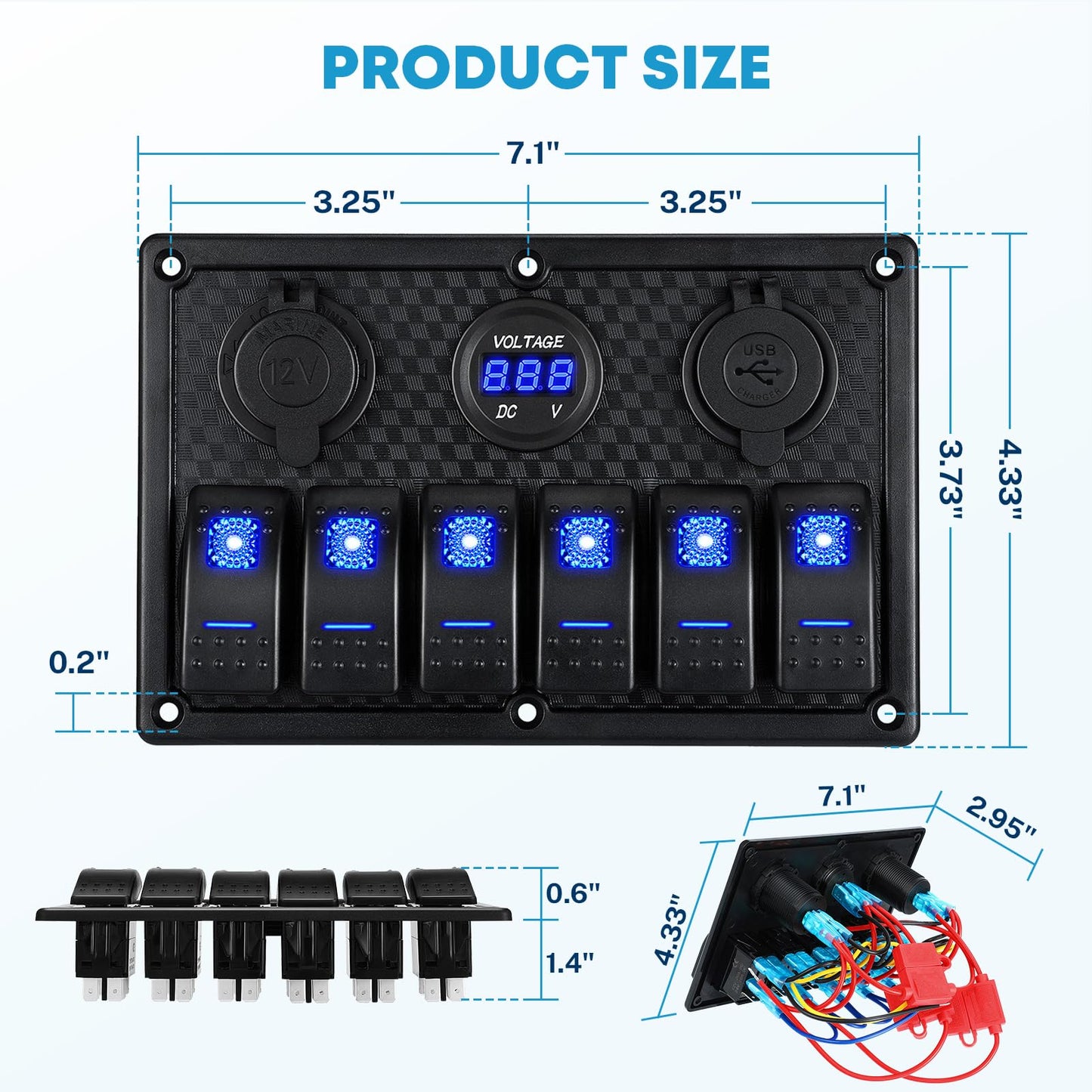 Kohree 6 Gang 12V Switch Panel with Dual QC3.0 USB Slot Socket 🍁 All In One Marketplace Canada