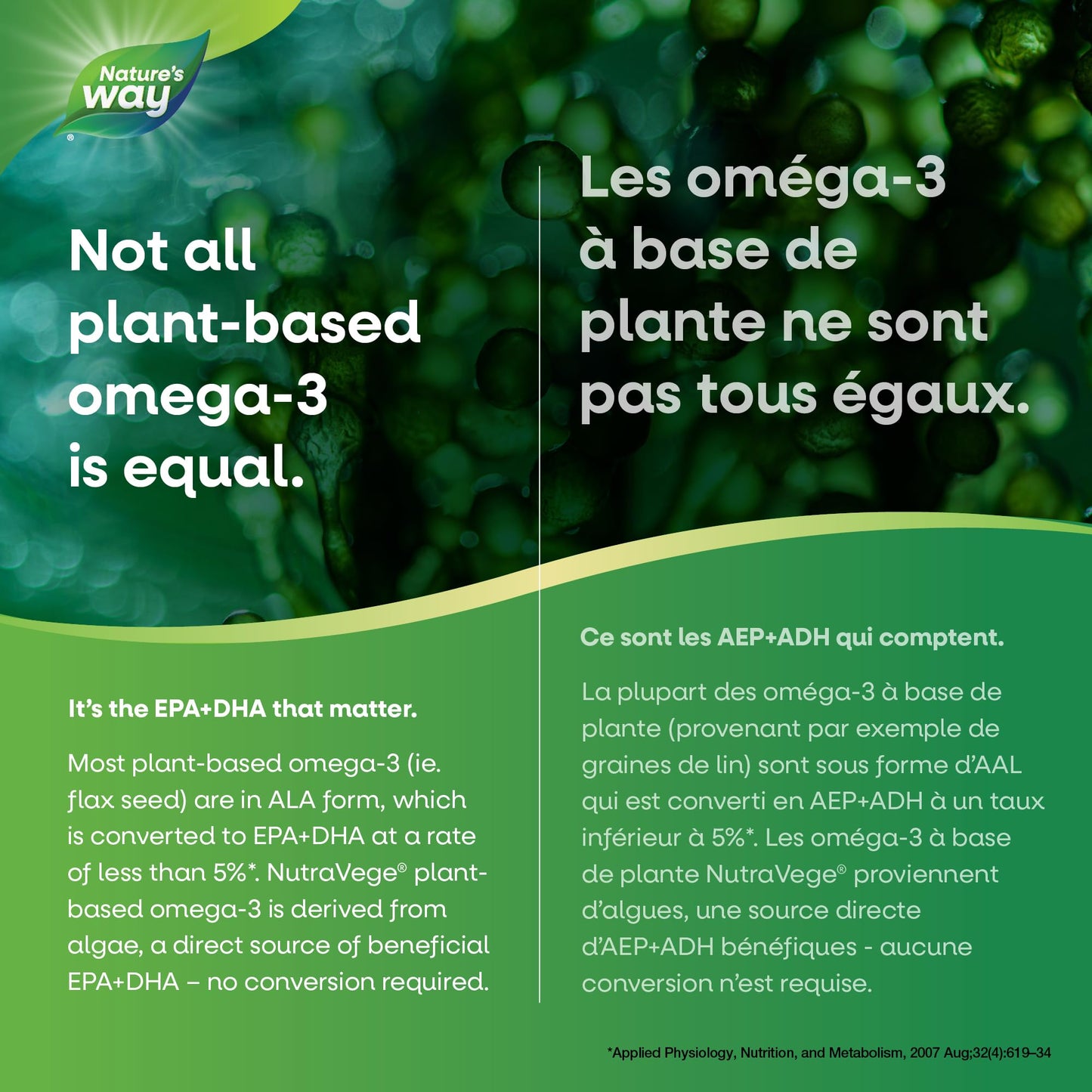 Nature's Way NutraVege Plant-based Omega 3 Supplement, Extra Strength Formula, Vegetarian, EPA + DHA from Algal Oil, Vegan, Lemon Flavour, 200 mL Liquid 🍁 All In One Marketplace Canada