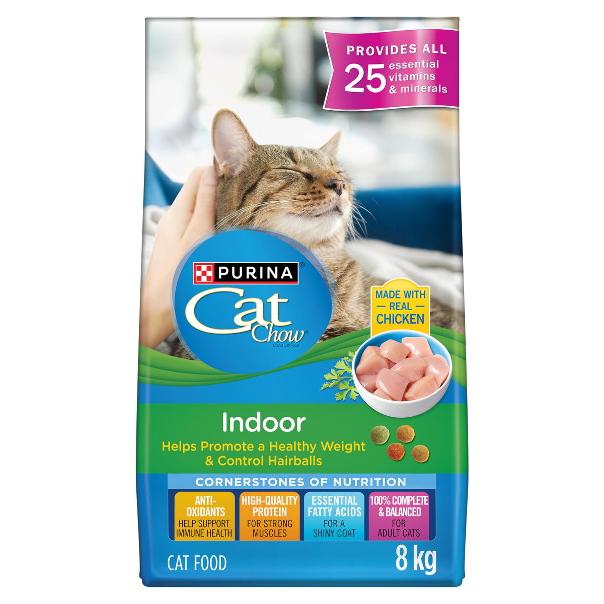 Cat Chow Indoor Dry Cat Food, Real Chicken - 8 kg Bag 🍁 All In One Marketplace Canada