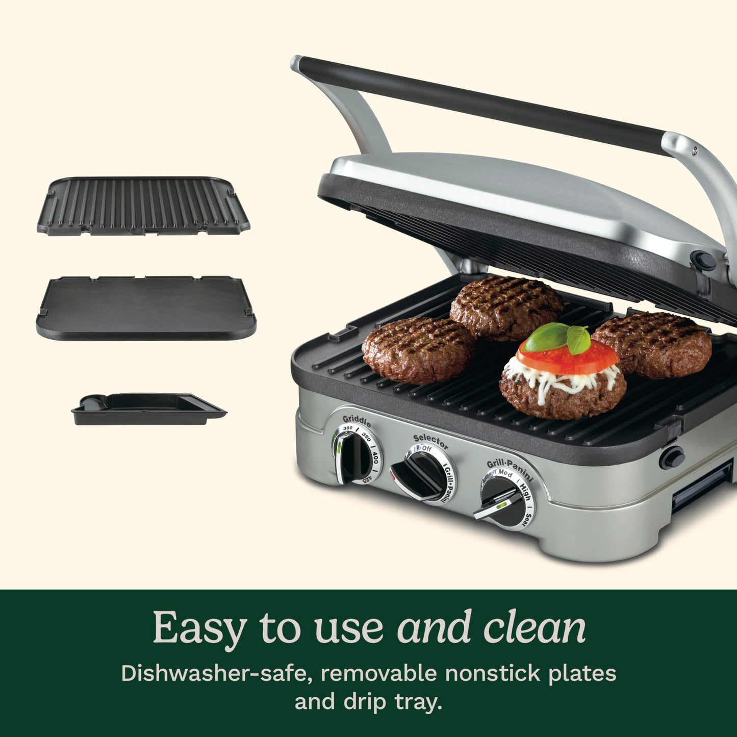 Cuisinart 5-in-1 Griddler with Reversible Nonstick Grill and Griddle Plates, Silver (CGR-4NEC) 🍁 All In One Marketplace Canada