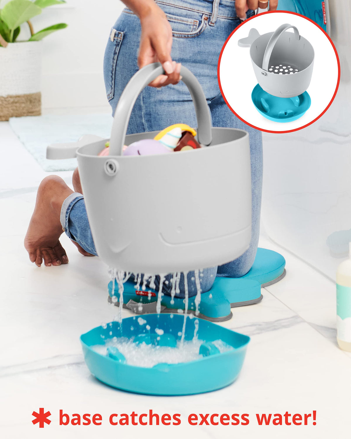 Skip Hop Bath Toy Storage, Moby Stowaway Bucket, Grey 🍁 All In One Marketplace Canada