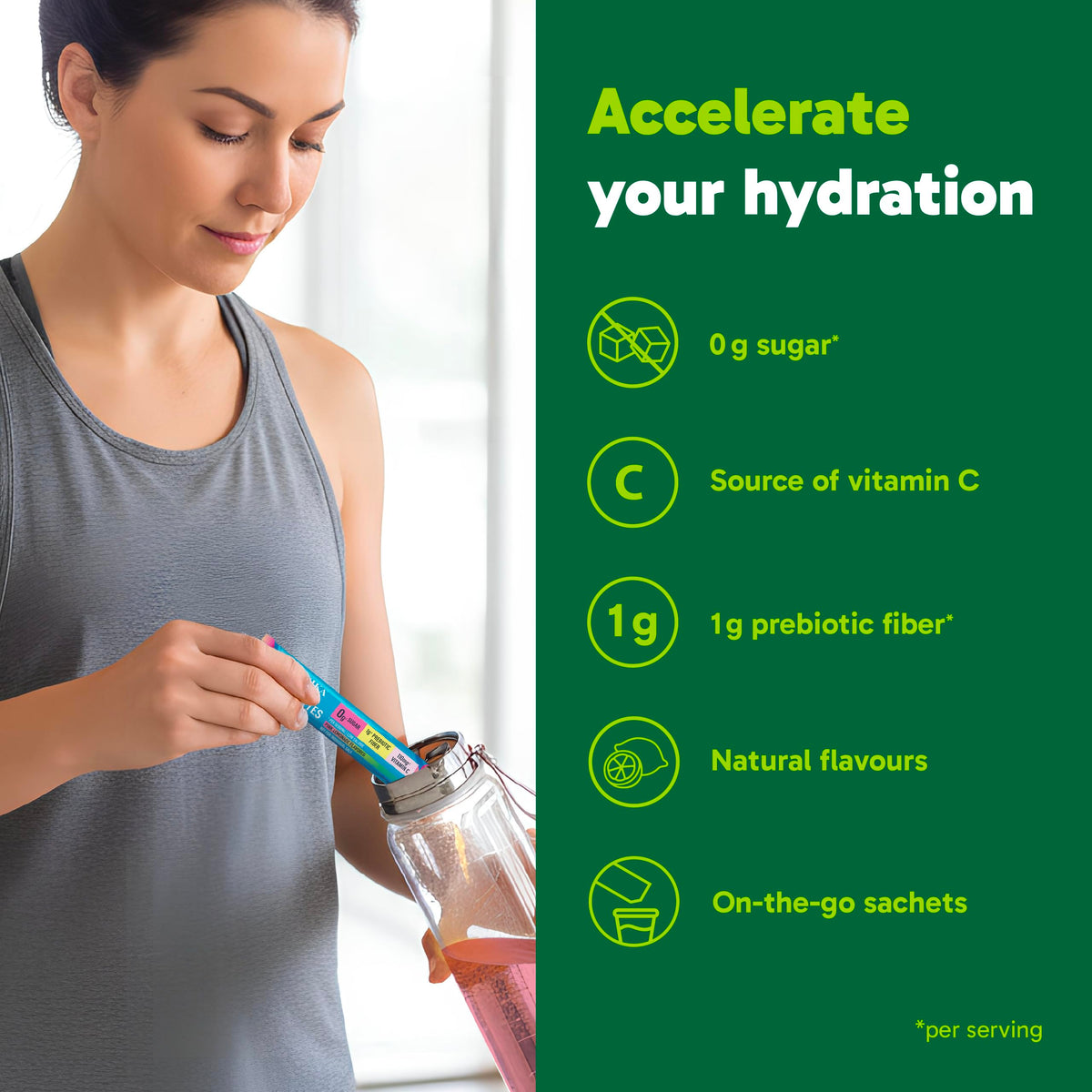 Organika Canadian-Made Electrolytes Powder with Vitamin C & Prebiotic Fibre - Sugar-Free Hydration Drink Mix - Pink Lemonade - 20 Single-Serve Sachets x 3.5g 🍁 All In One Marketplace Canada