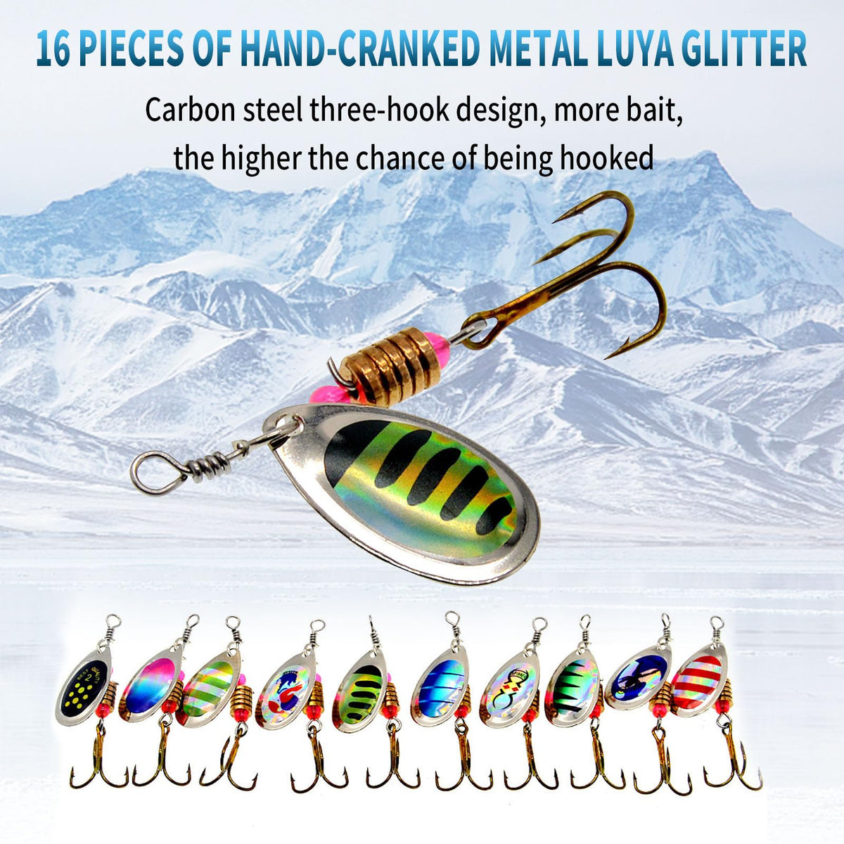 Vkinman 16 Pcs Fishing Lures Spinner Bait with Treble Hooks for Bass Trout Salmon Fishing Tackle Spinnerbait Spoons Metal Sequins Spinners Baits Fishing Bait for Freshwater Saltwater Fishing 🍁 All In One Marketplace Canada