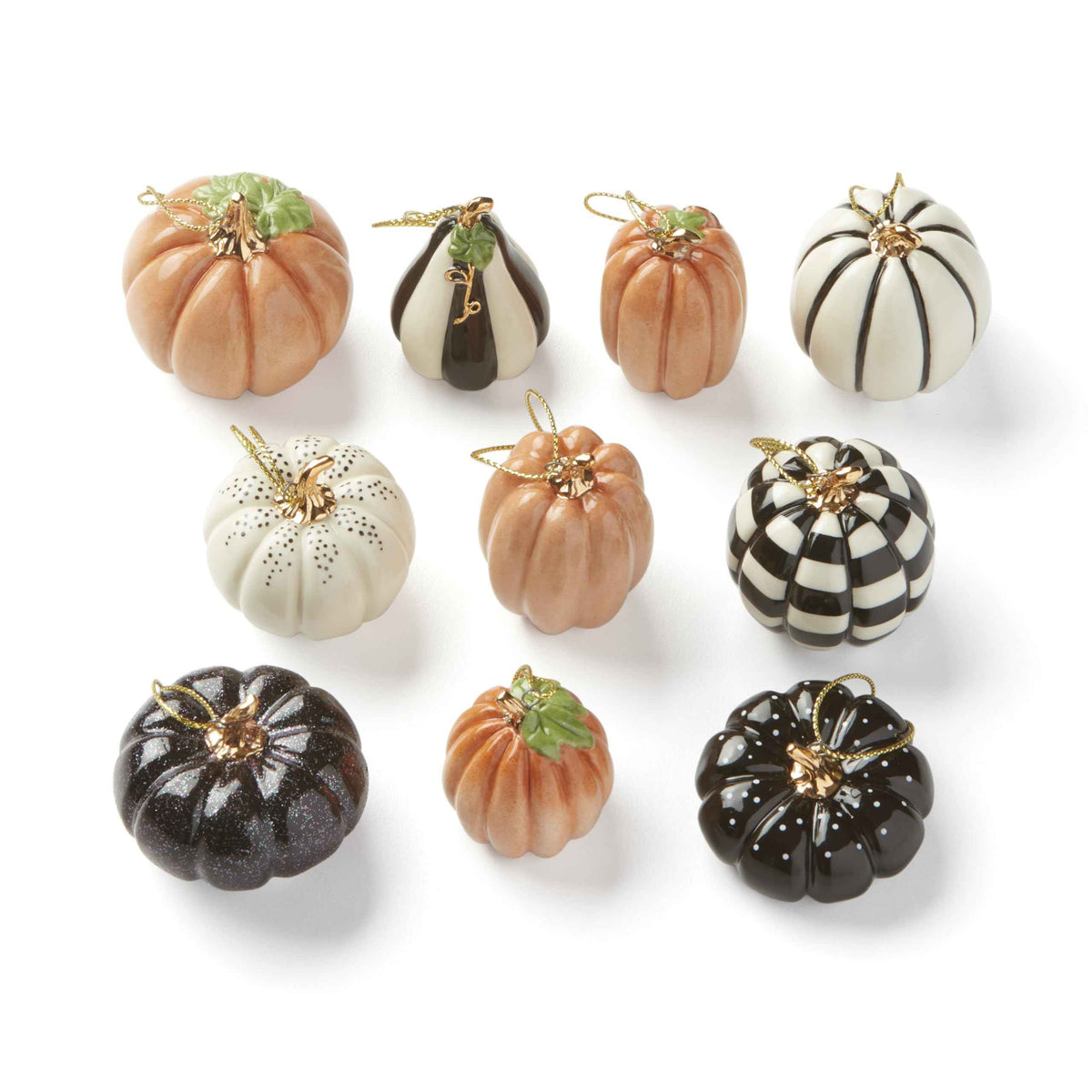 Lenox Pumpkin 10-Piece Mini Porcelain Halloween Hanging Ornament Set