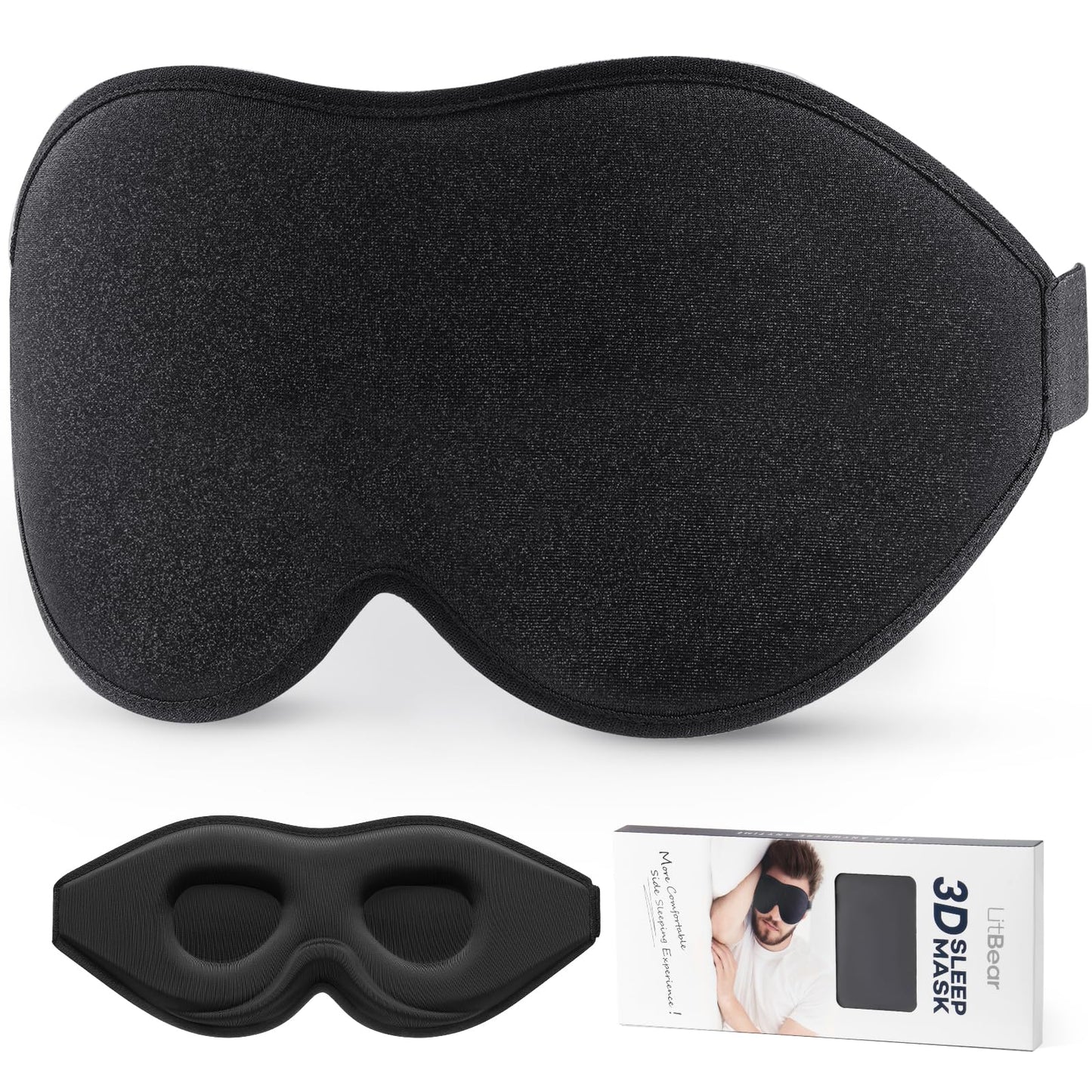 LitBear Sleep Mask for Side Sleeper Women Men, Eye Mask for Sleeping Light Blocking, 3D Contoured Cup Sleeping Mask, Soft Breathable Sleep Eye Mask with Adjustable Elastic Strap for Flight Nap 🍁 All In One Marketplace Canada