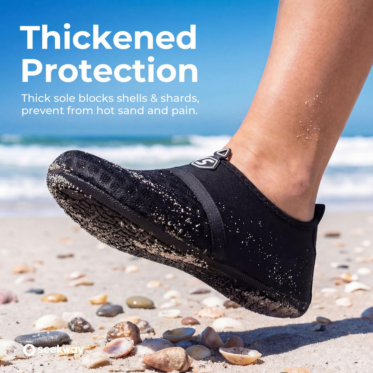 SEEKWAY Water Shoes Women Men Quick-Dry Beach Aqua Socks Barefoot Non Slip Swim Pool Outdoor Surf River Lake Yoga SK001 Black Size 6.5-7.5 W/5.5-6.5 M 🍁 All In One Marketplace Canada