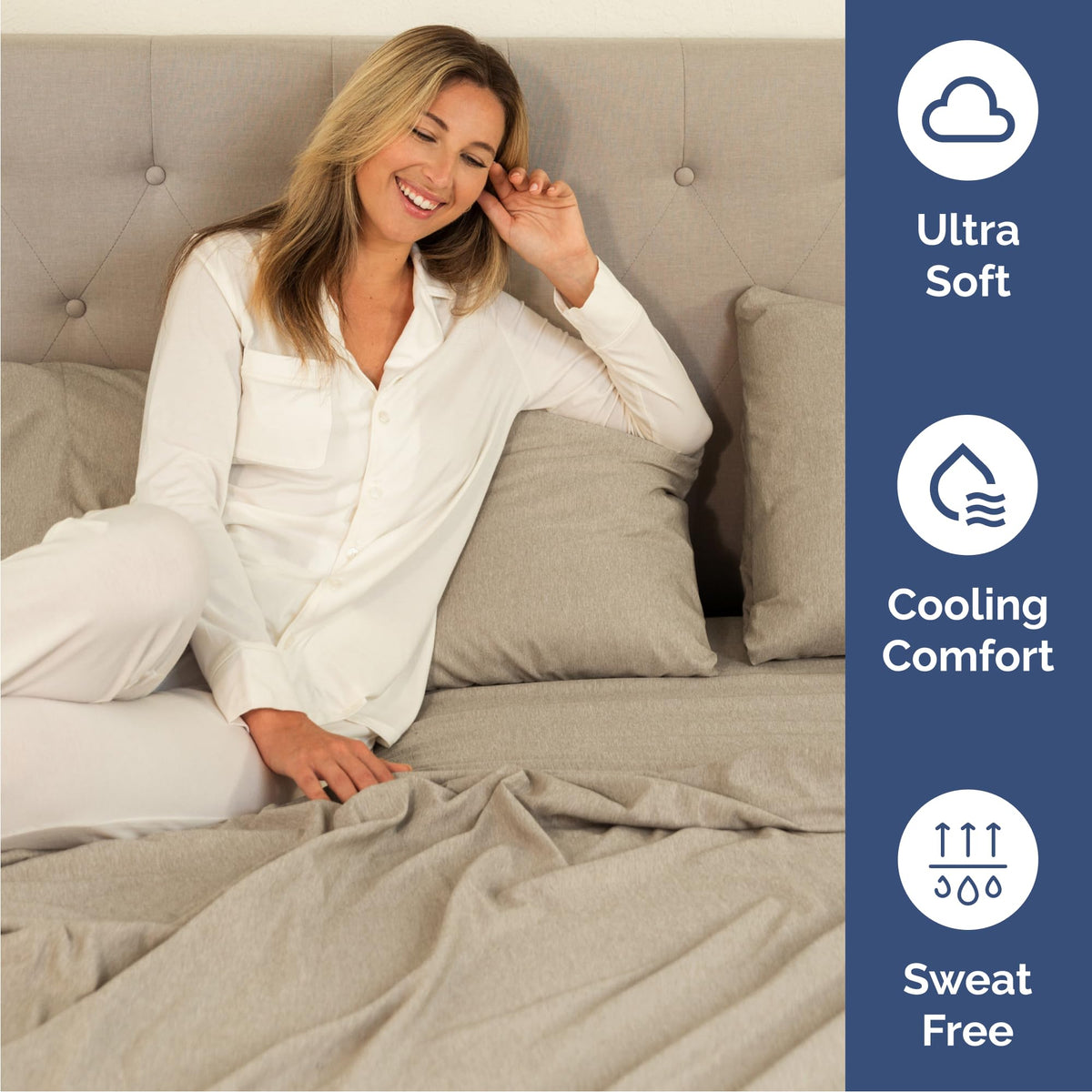 Queen Size 4 Piece Sheet Set - Comfy Breathable & Cooling Sheets - Hotel Luxury Bed Sheets for Women & Men - Deep Pockets, Easy-Fit, Soft & Wrinkle Free Sheets - Heathered Beige Oeko-Tex Bed Sheet Set 🍁 All In One Marketplace Canada