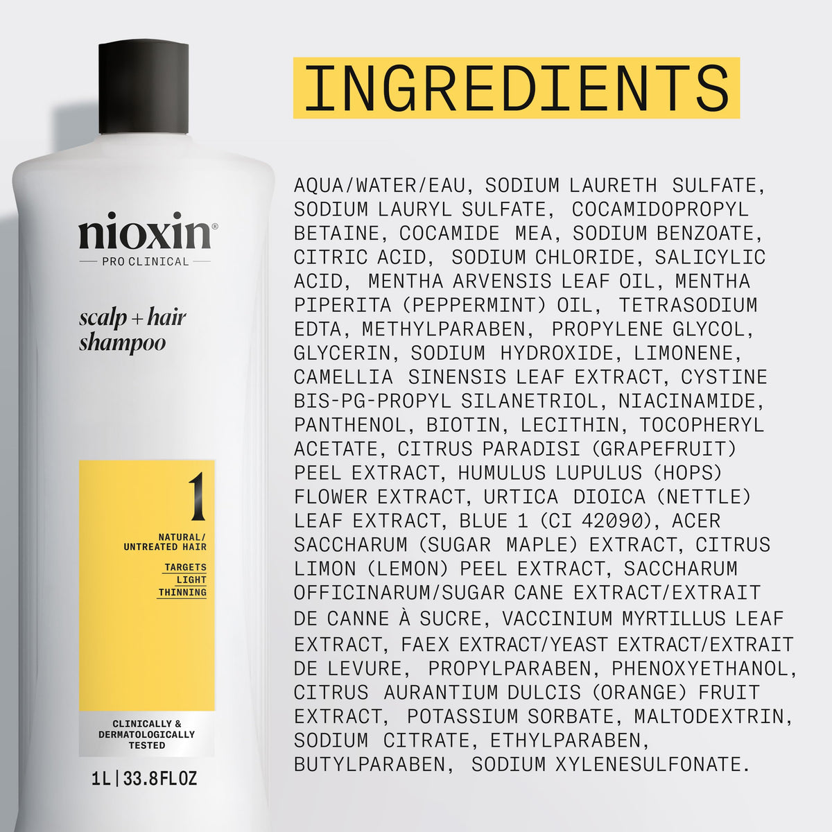 Nioxin System 1 Scalp + Hair Thickening Shampoo | For Natural Hair with Light Thinning | Strengthen Against Breakage with Niacinamide & Biotin | 33.8 Fl Oz 🍁 All In One Marketplace Canada