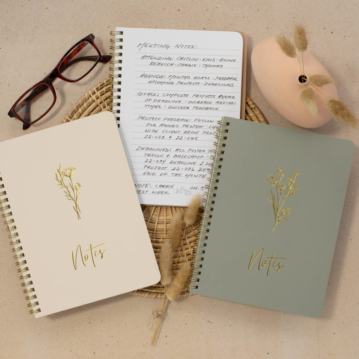 ZICOTO Aesthetic Spiral Notebook Set of 3 For Women - Cute College Ruled 8x6 Journal/Notebook with Large Pockets And Lined Pages - Perfect Supplies to Stay Organized at Work or School 🍁 All In One Marketplace Canada