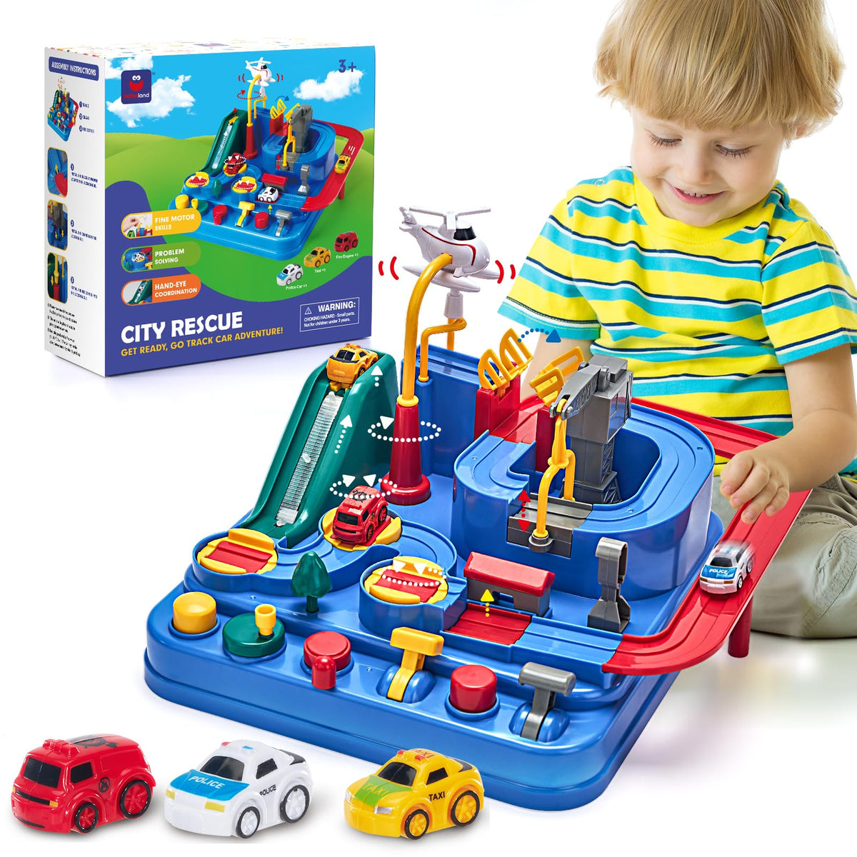 hahaland Kids Toys for 3 Year Old Boys - Car Race Track Boy Toy Age 3 4, Adventure Vehicles Toy Learning & Intelligence Educational for 3 4 5 Year Old Boy Girls Toddler Toys 🍁 All In One Marketplace Canada