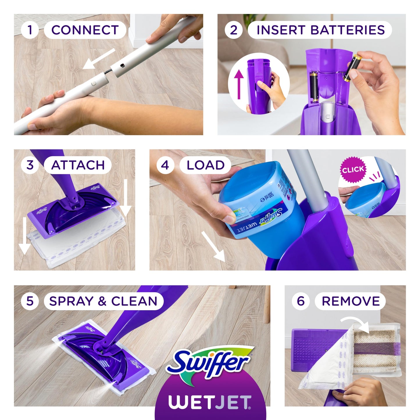 Swiffer WetJet Spray Mop Kit : Includes 1 Floor Mop, 1 Bottle of Floor Cleaner Solution, 10 WetJet Refill Pads, 2 Batteries 🍁 All In One Marketplace Canada