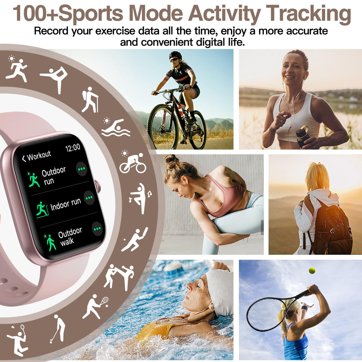 Smart Watch for Men Women with Bluetooth Call,Alexa Built-in Smartwatch,1.83"DIY Dial Fitness Watch with Sleep Heart Rate SpO2 Monitor,100+ Sport Mode,IP68 Waterproof Watch Compatible with Android iOS 🍁 All In One Marketplace Canada