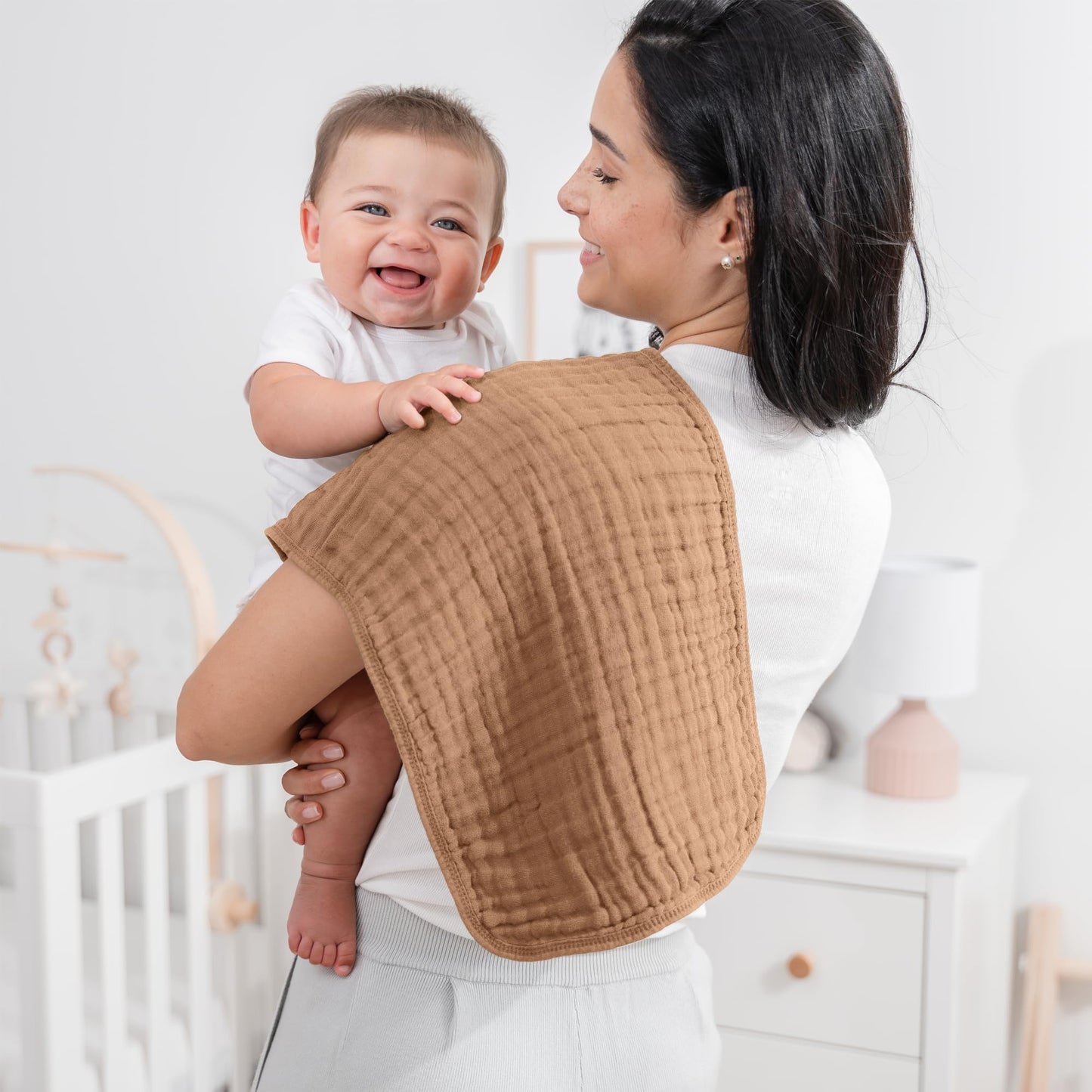 Comfy Cubs Muslin Burp Cloths Baby 50 x 25 cm, Pack of 10 - Large 6-Layer Ultra-Absorbent 100% Cotton for Babies Drool & Messes - Soft & Gentle Burp Cloth Baby Set for Boys & Girls - Multi 🍁 All In One Marketplace Canada