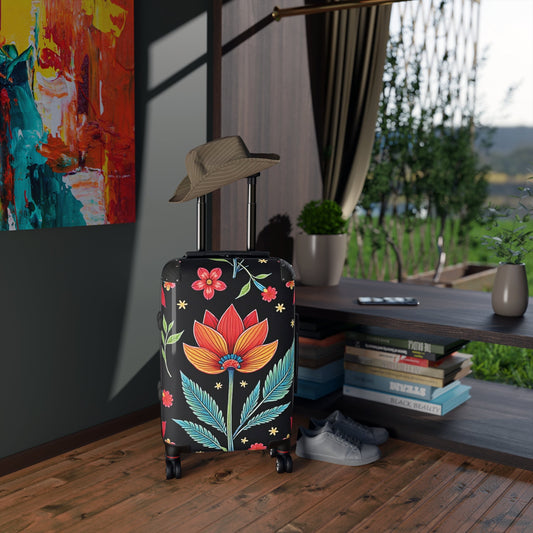 Floral Carry-On Suitcase – Vibrant Lotus & Leaves Travel Luggage