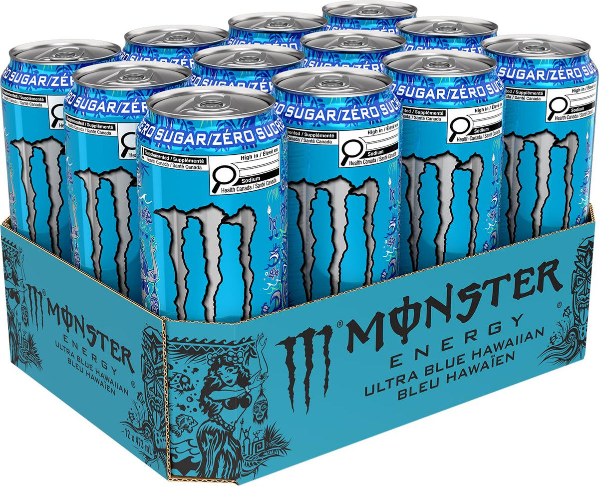 Monster Energy, Ultra Blue Hawaiian, 473mL (12 Pack) - Zero Sugar Energy Drink 🍁 All In One Marketplace Canada