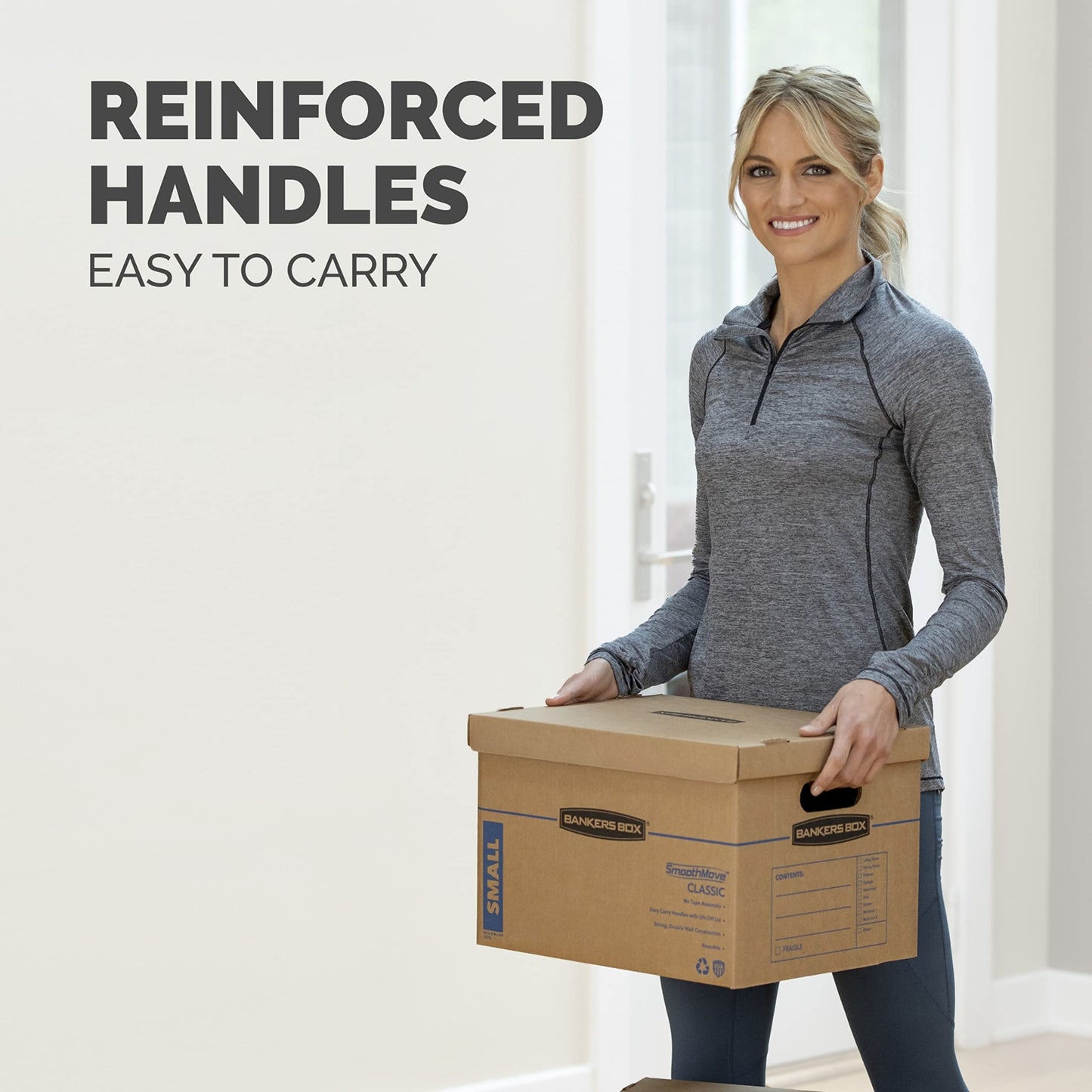Bankers Box SmoothMove Moving Boxes with No-Tape Assembly, Lift -Off Lids And Easy-Carry Handles, 10" x 12" x 15", 10 Pack (7714219) 🍁 All In One Marketplace Canada