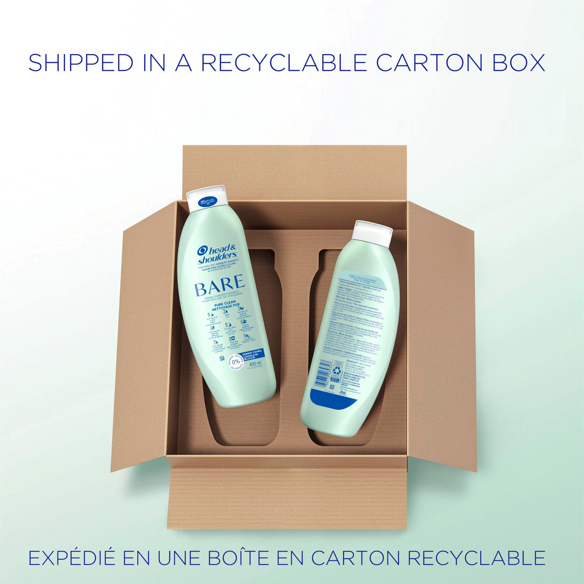 Head & Shoulders Anti-Dandruff Shampoo, Bare Pure Clean, 1% Pyrithione Zinc, Oily Scalp Relief, Free of Sulfates, Silicones, Dyes, Dermatologically Accredited by Skin Health Alliance (2x 400mL) 🍁 All In One Marketplace Canada