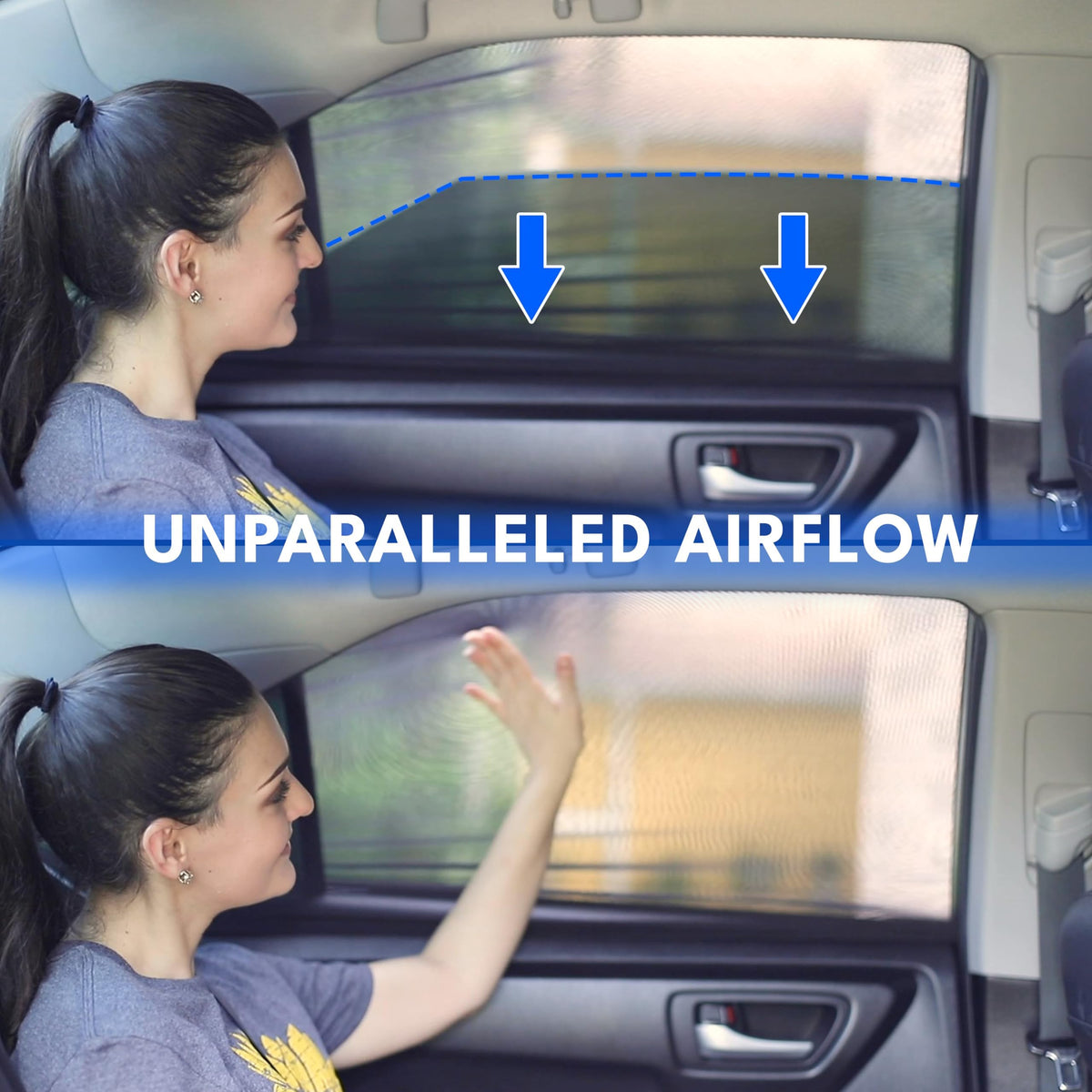 EcoNour Baby Car Window Shades for Side Windows (Pack of 2) | Sun Shade for Car Heat and UV Protection | Mosquito Net Baby Car Sun Shade | Rear Side Window Sunshade for Car (Large 38"x21") 🍁 All In One Marketplace Canada