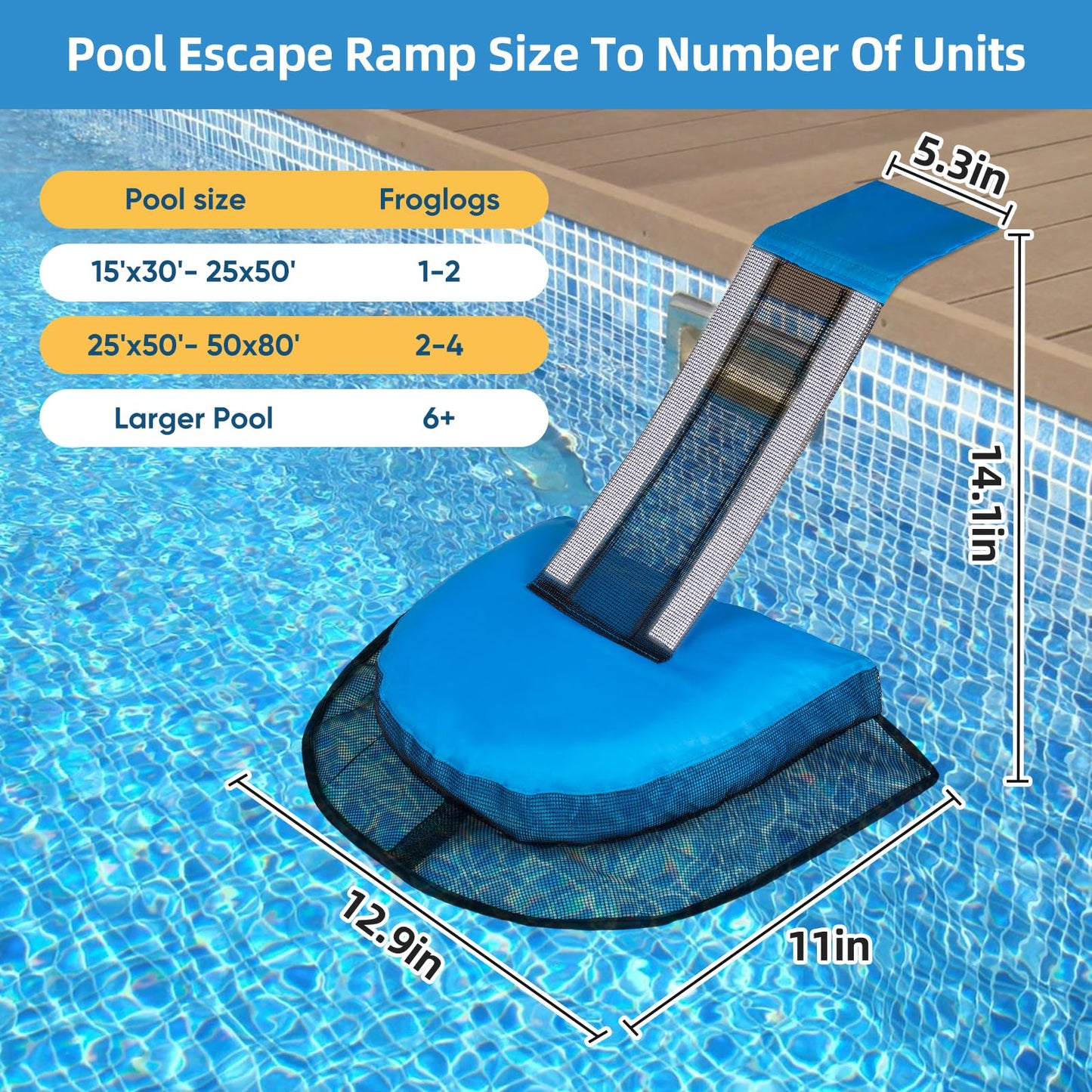2Pcs Pro Animal Frog Wildlife Saving Saver Escape Ramp Bridge for Swimming Pool Floating Small Animal Critter Ducks Escape Ramp Frog Pads for Pool Log Device Reduces Maintenance Accessories (Blue, L) 🍁 All In One Marketplace Canada