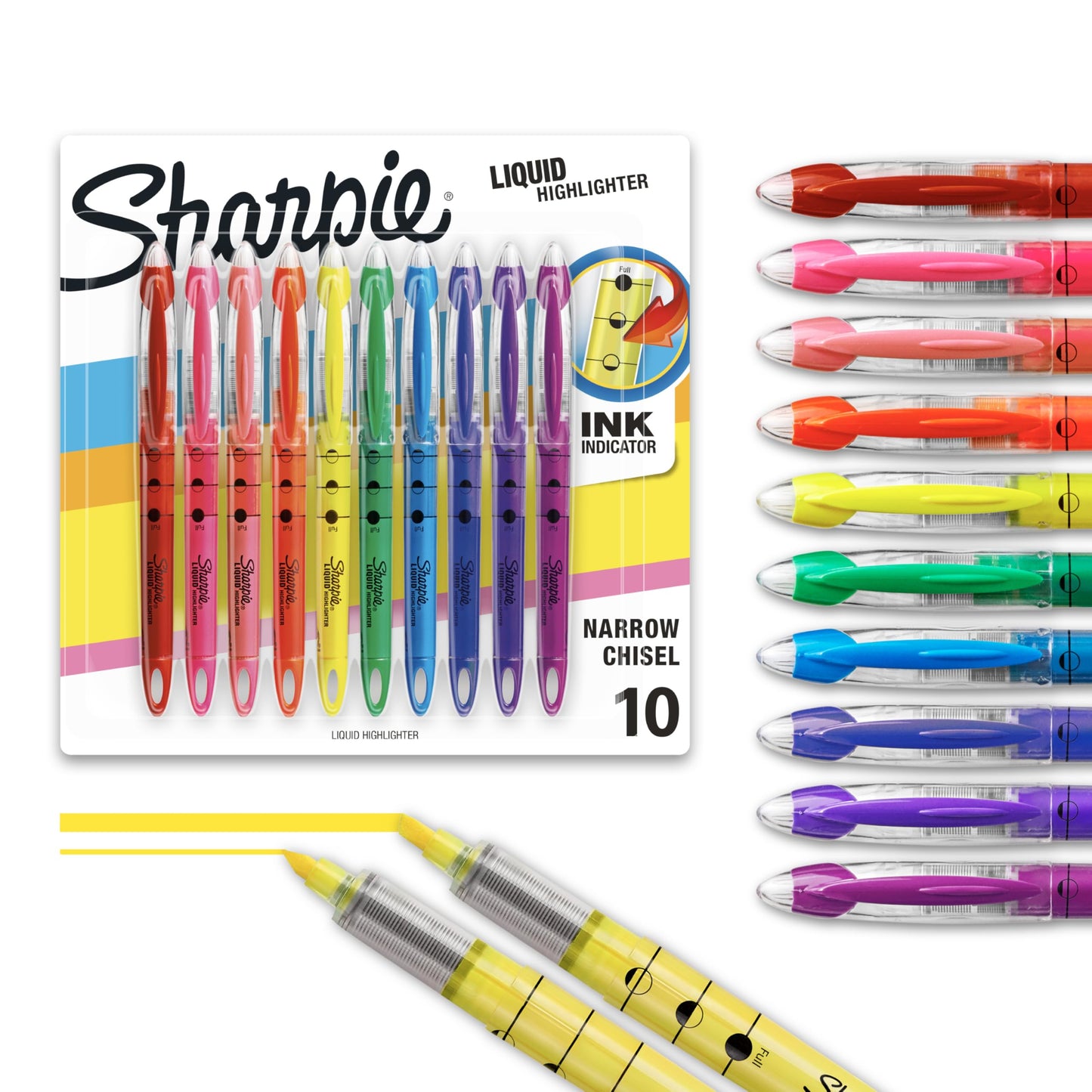 Sharpie Liquid Highlighters, Chisel Tip, Assorted Colours, 10 Count 🍁 All In One Marketplace Canada