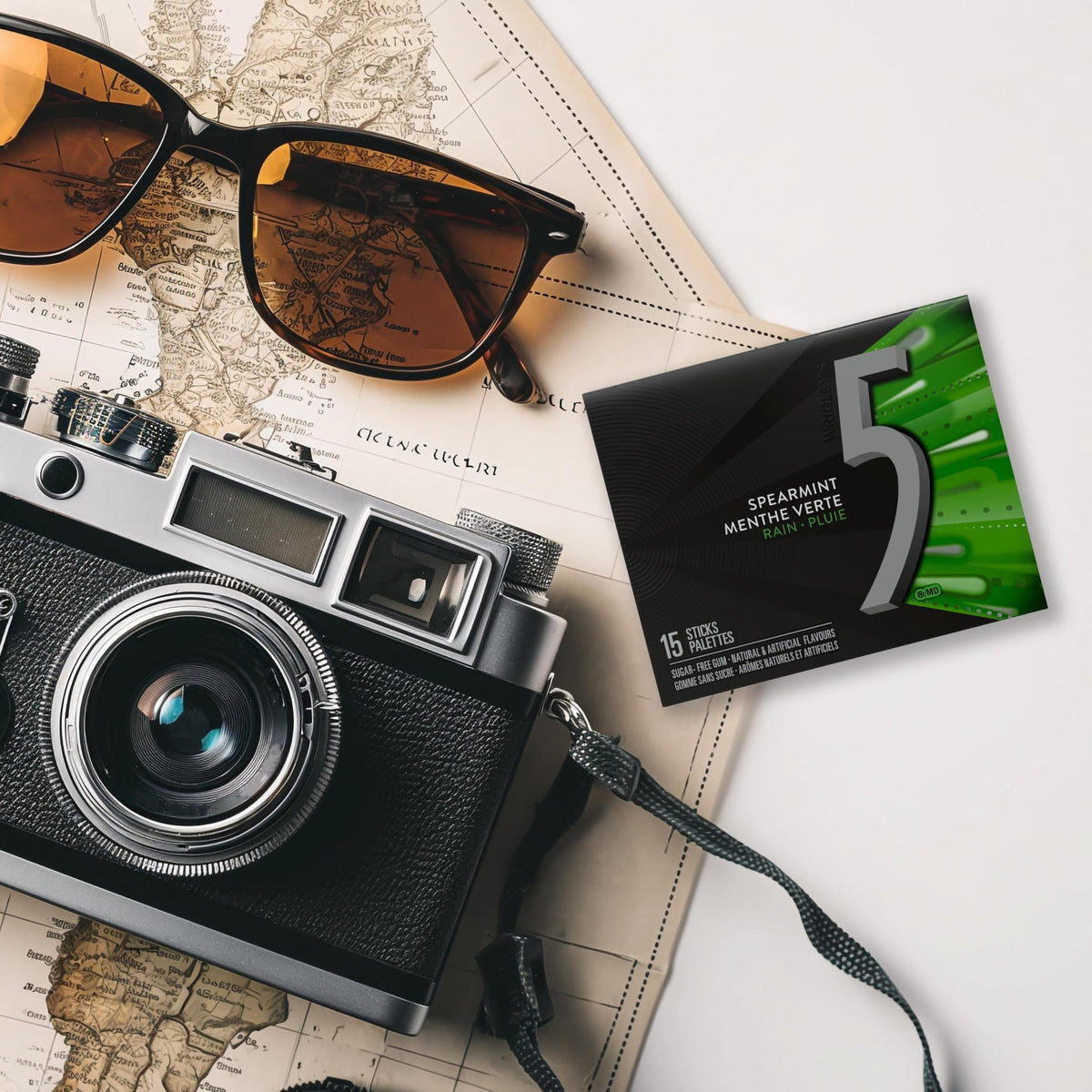 5 GUM, Spearmint-Rain Flavoured Sugar Free Chewing Gum, 15 Sticks, 10 Packs 🍁 All In One Marketplace Canada
