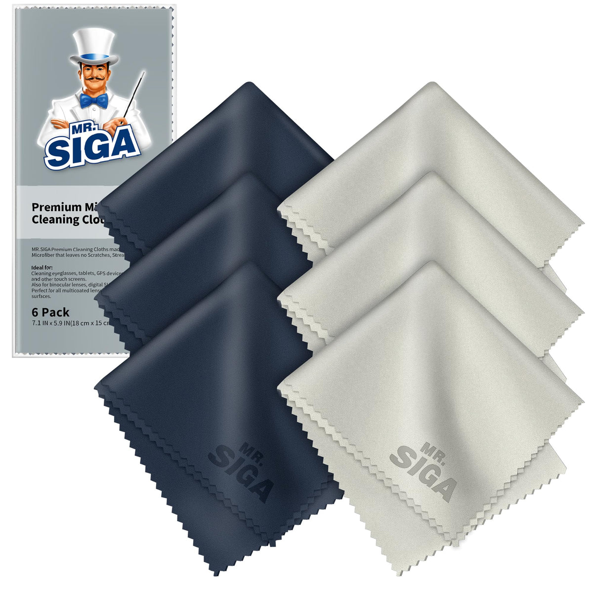 MR.SIGA Premium Microfiber Cleaning Cloths for Lens, Eyeglasses, Screens, Tablets, Glasses, 6 Pack, 6 x 7 inch 🍁 All In One Marketplace Canada