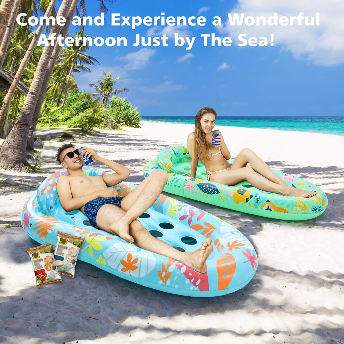 LUSARRYWILL 2 Pack Pool Floaties for Adults, 72"X42" Ultra Size with Headrest, Cooling Holes, Giant Pool Mats, Multi-Purpose Pool Float Lounger for Pool Party, Beach, Lake, River, Sea, Outdoor 🍁 All In One Marketplace Canada